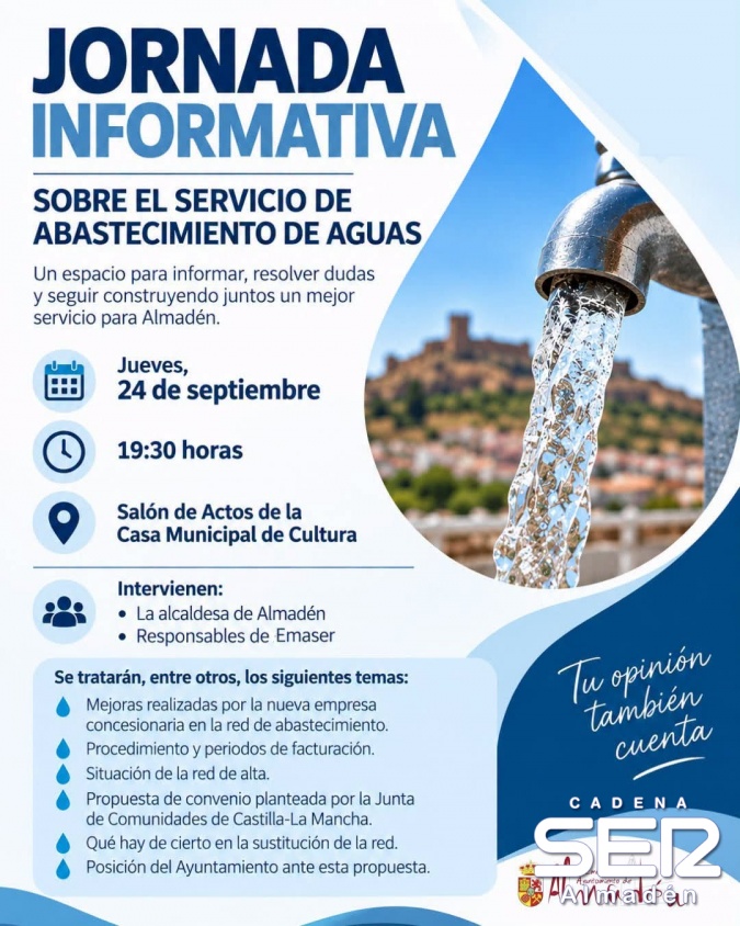 Jurado nos habla de la Jornada sobre el agua de hoy y del apoyo a los taxistas para incorporarlos al TSD